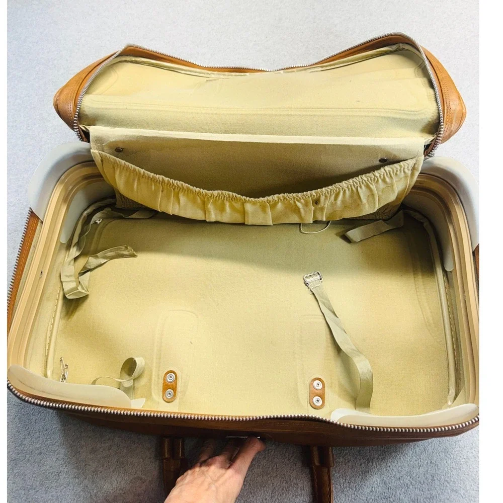 Vintage Samsonite Brown Faux Leather Carry On Luggage Travel Suitcase Retro